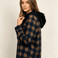 thumbnail image 2 of Jsaierl Womens Casual Plaid Hooded Shacket Flannel Lightweight Jacket Fall Button Down Shirts Hoodies with Pocket, 2 of 7