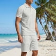 thumbnail image 6 of SOOMLON Mens Beach Outfits Sets Big and Tall Short Sleeve Collared Shirts Drawstring Shorts Lightweight Two Piece Sets, 6 of 8