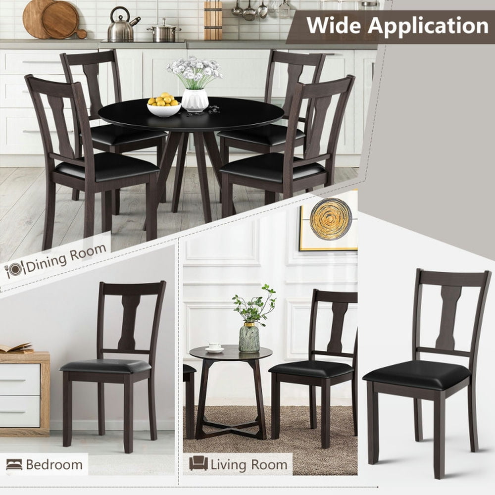 Demi Bonn Set of 2 Dining Chair with Rubber Wood Frame and Upholstered Padded Seat for Dining Room Living Room, Brown