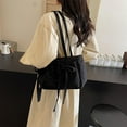 thumbnail image 3 of LHSHID Women Plain Drawstring Tote Bag with Canvas Large Tote Handbag Zipper Female Dating Bag Large Capacity Solid Undera, 3 of 9