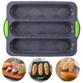 thumbnail image 4 of Baguette Mold 3 Slots Vent Hole Design Insulated Handle Easy Demoulding Bread Making Baking Mold Kitchen Tool for Household, 4 of 8