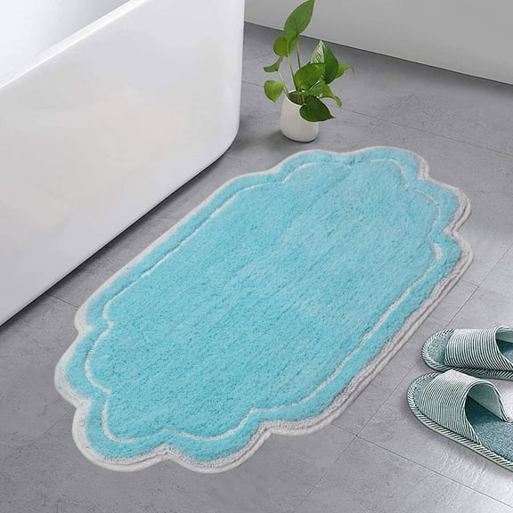 Home Weavers Allure Collection Bathroom Rug 100% Cotton Tufted Bathroom Rug, Soft & Absorbent Bath Rugs, Non-Slip Bath Rug, Machine Wash Dry Bath Mats - 21"x34" Bath Rug, Turquoise