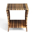 thumbnail image 7 of Tcbosik Patio Square Side Table, 2-Tier PE Wicker End Table with Tempered Glass Top and Sturdy Iron Frame, for Indoor/Outdoor Use, Living Room & Patio, 18.11"L x 18.11"W x 19.49"H, Yellow, 7 of 7