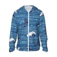 thumbnail image 1 of Balery Sharks on White Blue Striped Sudadera ligera de manga larga con capucha y protección solar UPF 50+ para hombre y mujer, ideal para pesca y running-X-Large, 1 of 7