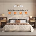 thumbnail image 4 of Rattan Nightstand Set of 2, Nightstand with Charging Station, Boho Bedside Table End Table with Drawer and Storage Shelf, Wood End Table Night Stand for Bedroom, Small Space, 4 of 9