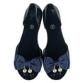 thumbnail image 1 of Bmisegm Ladies Summer Pearl Bow Jelly Beach Large Size Flat Transparent Sandals Single Shoes Womens Sandals Summer Black 6.5, 1 of 5