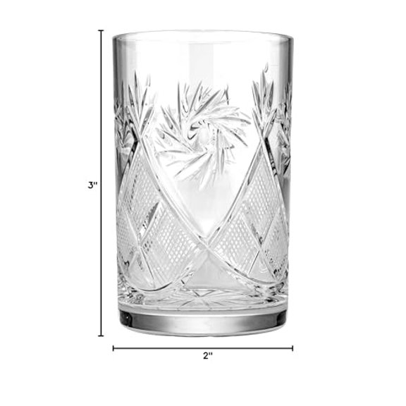 Hand Made Vintage Russian Crystal Tea Beverage Glasses Forpodstakannik Old Fashioned Glassware