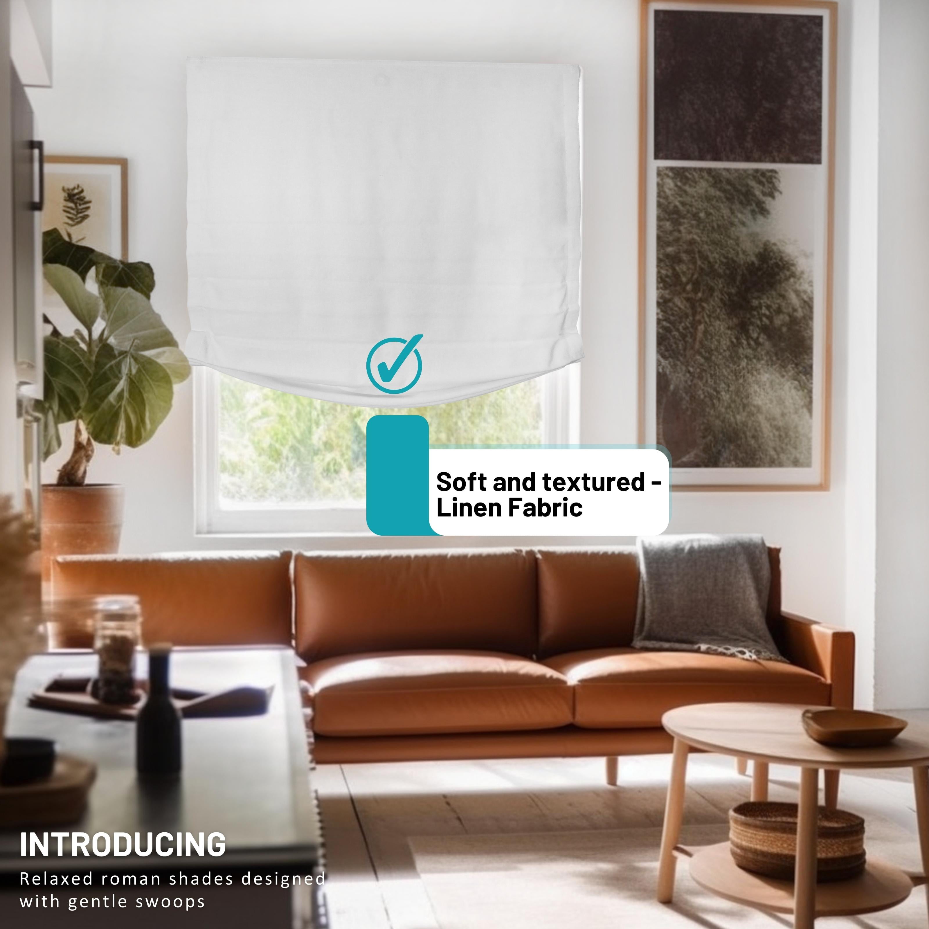 Chicology Cordless Roman Shades, White (Relaxed), 39"W X 64"H