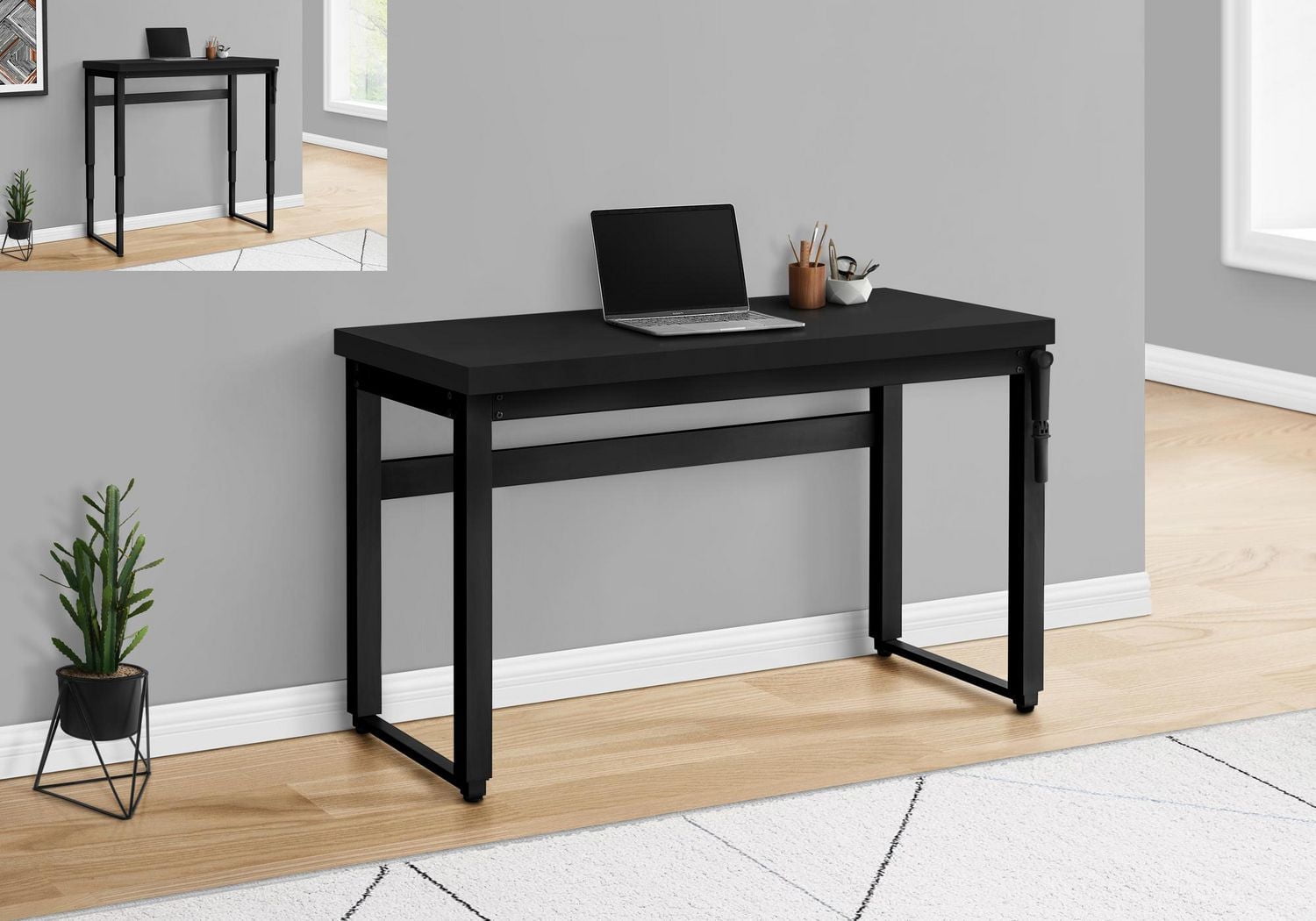 Monarch Specialties Computer Desk, Home Office, Standing, Adjustable, 48"l, Work, Laptop, Metal, Laminate, Black, Contemporary, Modern