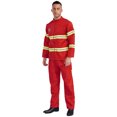 thumbnail image 3 of Moggemol Adult Mens 4 PCS Firefighter Uniform Fireman Reflective Stripes Outfits Halloween Roleplay Sets Red 160, 3 of 8