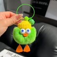 thumbnail image 1 of Lindo llavero de coche con colgante de pato de pelo de conejo, muñeco de peluche, pequeña mochila con melena, accesorio, 1 of 6