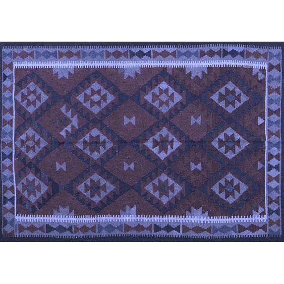 Ahgly Company Indoor Rectangle Oriental Blue Traditional Area Rugs, 2' x 4'
