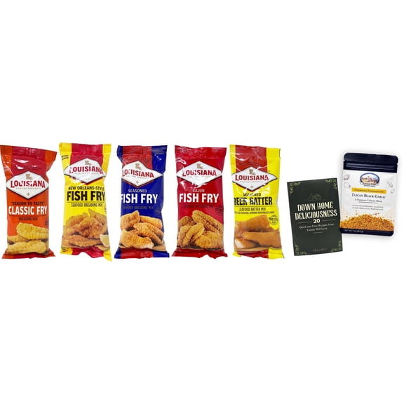 Louisiana Fry Breading Seafood Mix - New Orleans-Style, "Season to Taste", Seasoned, Beer Batter, Cajun - 3 Pack (8.5-10 oz) | MerlinsMart Zine & Shawhan Farms Parmesan