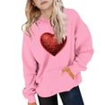 thumbnail image 4 of Lorytime Kids Long Sleeve Hoodies for Teen Girls Valentine Crewneck Sweatshirts Heart Tops with Pocket Loose Tops, 4 of 5
