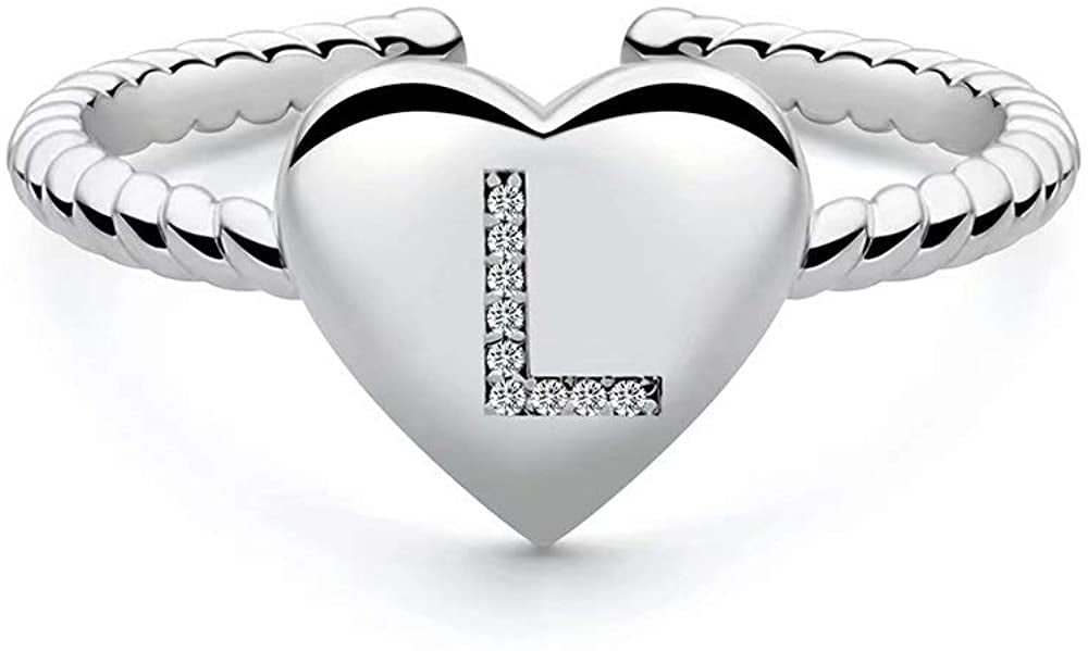 CHILDRENS INITIAL LETTER T ADJUSTABLE SILVER TONE COSTUME JEWELRY RING 