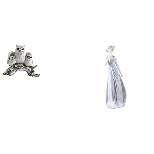 Figuras de búho, estatua en miniatura de resina, figura de niña, adorno de animal artificial, artesanía de escritorio, adecuado para dormitorio, sala