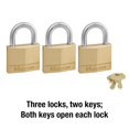 thumbnail image 4 of Padlock Master Lock 140TRI de latón macizo con llave de 40 mm, paquete de 3, 4 of 6