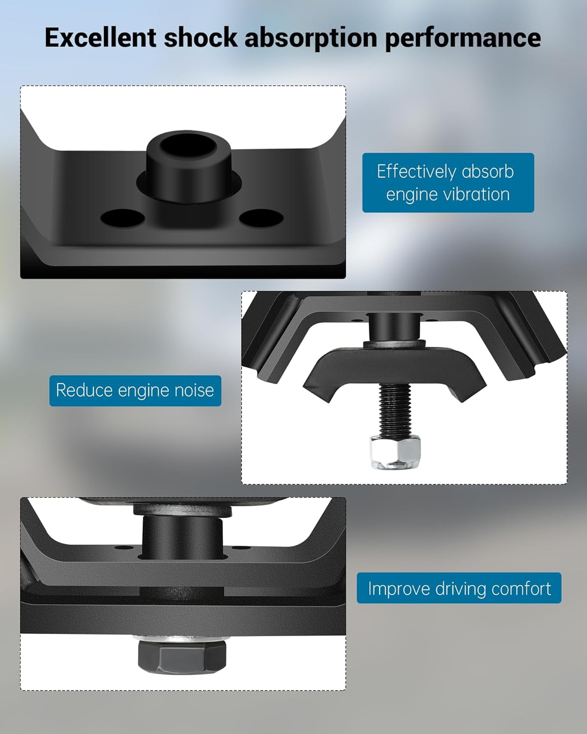 Rubber T800 Motor Mount,Rear Motor Mounts Compatible with Kenworth T600 T800, W900 Engine Mount, Replace K066-037, K066-421, K066-377
