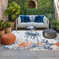 thumbnail image 2 of CrabCoastal Outdoor Rug for Patio/Deck/Porch, Non-Slip Large Area Rug 5 x 8 Ft, Summer Beach Coral Starfish Blue Ombre Indoor Outdoor Rugs Washable Area Rugs, Reversible Camping Rug Carpet Runner, 2 of 8