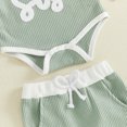 thumbnail image 6 of Cjfdfy Newborn Baby Girls Fall Outfit Long Sleeve Little Sister Letter Embroidery Romper Pants Headband 3-piece Set  Infant Baby Girl Ruffle Long Sleeve Ribbed Fall Winter Clothes, 6 of 7