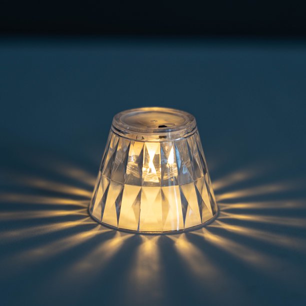 Lámpara de mesa de luz nocturna de proyección de cristal LED, barra de diamantes romántica, decoración del hogar