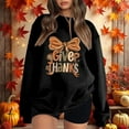 thumbnail image 2 of Fiaer Thanksgiving Women Sweatshirts Plus Size Crew Neck Pullover Long Sleeve Give Thanks Graphic Loose Fit Holiday Tops Black M, 2 of 4