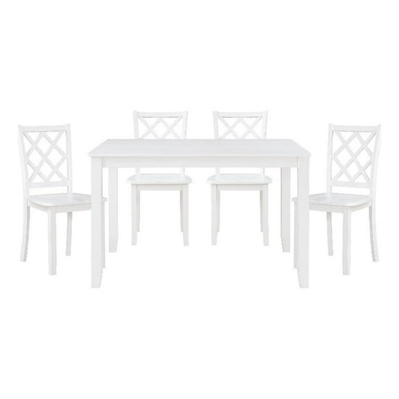 Pemberly Row Modern / Contemporary 5-Piece Wood Dining Set in White