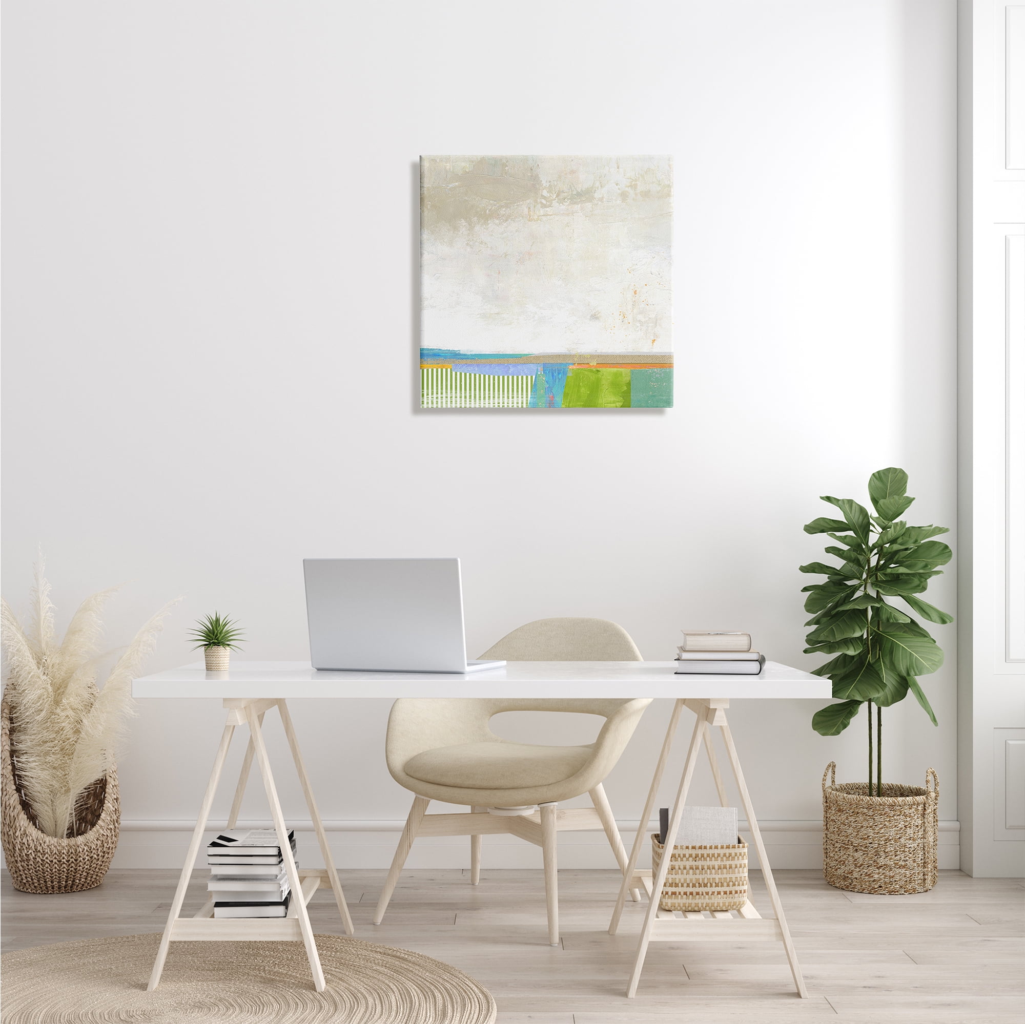 Stupell Industries Abstract Geometric Open Landscape Green Blue Beige, 24 x 24, Designed by Suzanne Nicoll