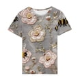thumbnail image 6 of Floral Bee Print Women Short Sleeve Tops Casual Dressy Fashion Loose T Shirts Cute Graphic 2026 Spring Blouses, 6 of 7