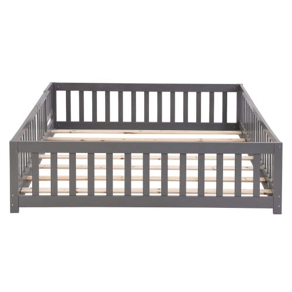 ASINMAK Floor Bed with Door and Fence, Gray