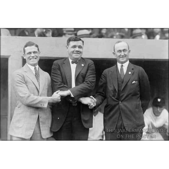 24"x36" Gallery Poster, George Sisler, Babe Ruth and Ty Cobb oct 4 1924
