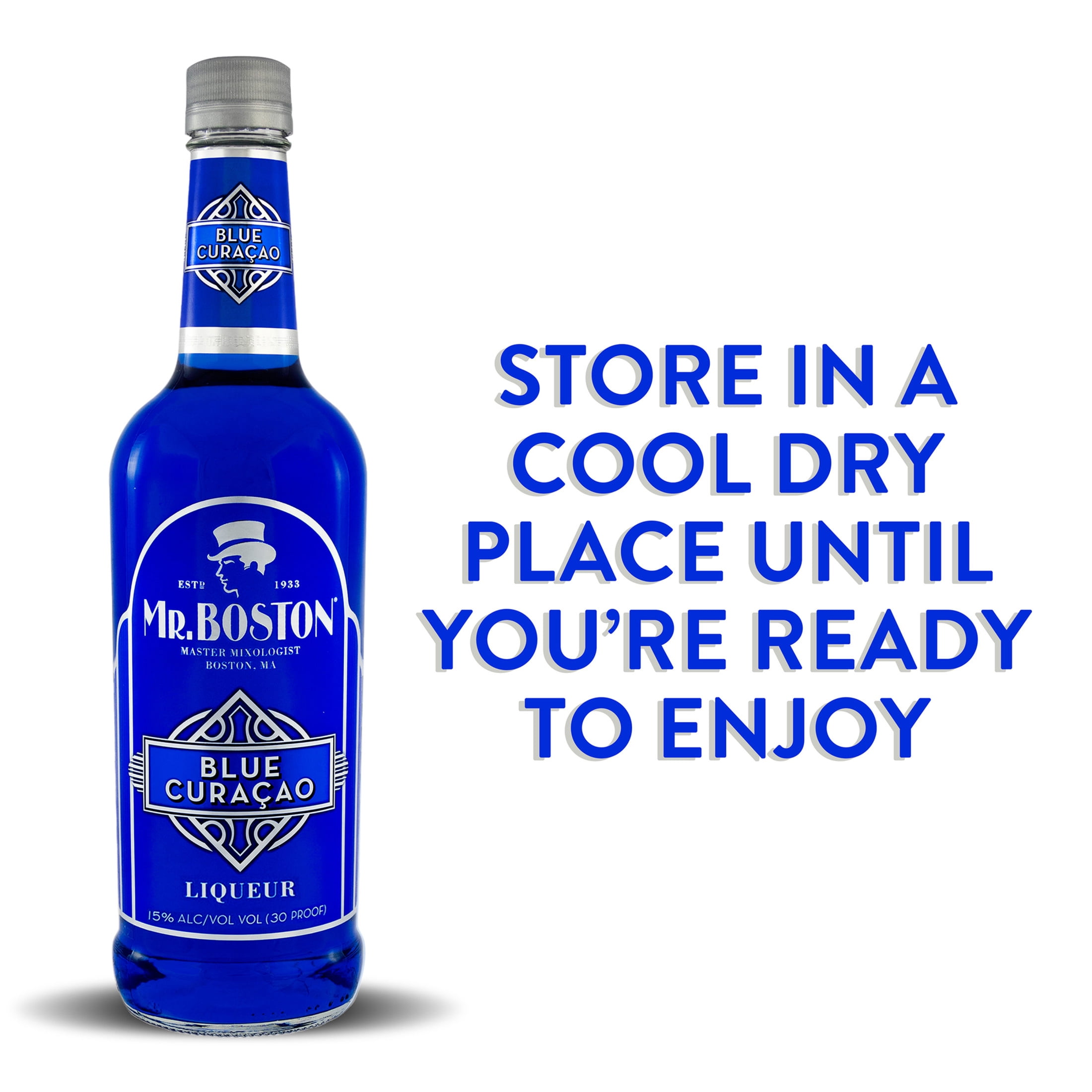 Mr. Boston Blue Curacao Orange Liqueur, 750ml, 15% Alcohol, Margarita Mix Cocktail Mixers
