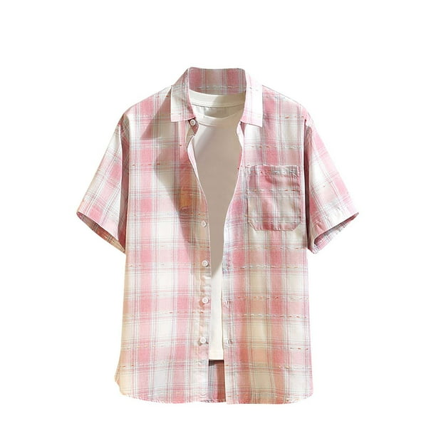 Blusa y camisa de manga corta con cuello vuelto para hombre, estilo casual, con botones, bolsillos y solapa, de manga larga, a la moda