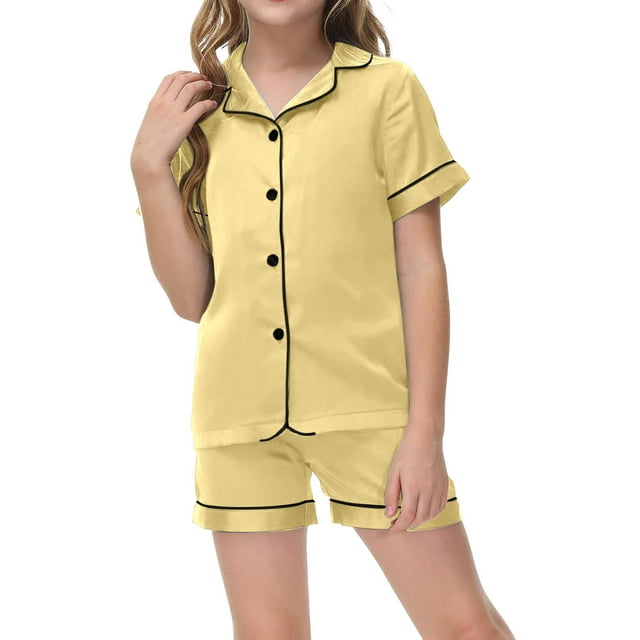 Toddler Boy Pajama Set Solid Color Button Down Solid Tops T Shirt Set Classic Pajamas Set Toddler Boy Clothes 2-3 Years Kids Clothes