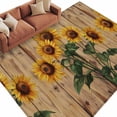 thumbnail image 2 of 6'x9' Area Rugs, Vintage Sunflower Indoor Outdoor Area Rug for Living Room Bedroom, Farmhouse Vintage Wooden Floral Washable Bathroom Rugs Kitchen Floor Carpet Mats Home Decor Aesthetic, 2 of 8