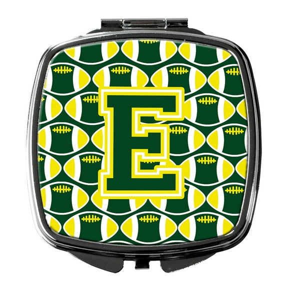 Letter E Football Green and Yellow Compact Mirror CJ1075-ESCM