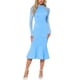 thumbnail image 1 of Vestido de mujer Inspire Chic tipo sirena Bodycon con cuello alto, mangas largas de malla transparente, color azul cielo, 1 of 6