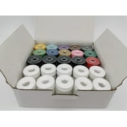 75pcs Multi-color Prewound Bobbins, Plastic Sided, Size M, Style M, Jumbo Bobbin, 100% Spun Polyester, 40S/2, MPM-40S2