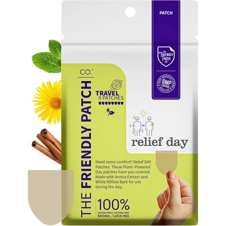 The Friendly Patch Relief Day Patches, Pain Patches 8 Count, Arnica, Menthol for Body Parts that Hurt