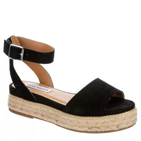 

Steve Madden Gabi Black Ankle Strap Open Toe Fashion Espadrille Heeled Sandal (Black 8.5)