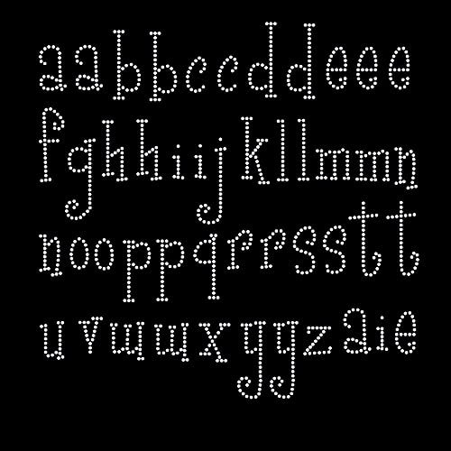 Girly Font Lowercase Alphabet Iron On Rhinestone Crystal T-Shirt Transfer by JCS Rhinestones