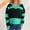 Green, variant on Women's Sweaters and Cardigans V-Neck Striped Contrast Long Sleeve Pullover