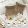 thumbnail image 4 of Throw Pillow Covers 17.72x17.72in 1pcs, Soft Plush Decorative Solid Couch Pillow Covers, Farmhouse Neutral Square Euro Pillow Cases for Sofa Bed Living Room(Brown), 4 of 6