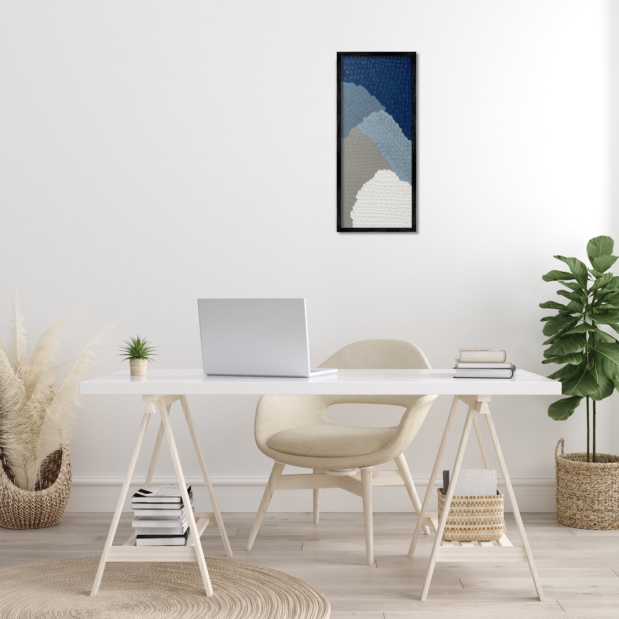 Stupell Industries Modern Abstract Forms Abstract Painting Black Framed Art Print Wall Art, 10 x 24