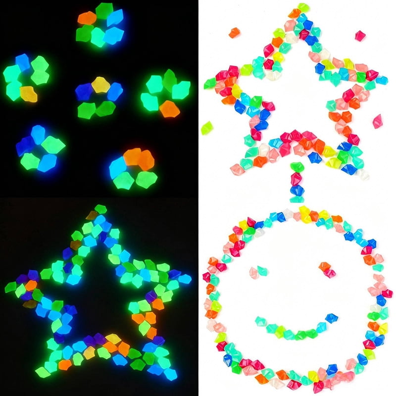 300 PCS Resin Glow in The Dark Rocks, 0.55 Inch Luminous Pebbles for Aquarium, Garden, Pathway, Vase - Safe Non-Toxic Glowing Stones for Fish Tank, Turtle Tank, Night Light Decor, Crafts