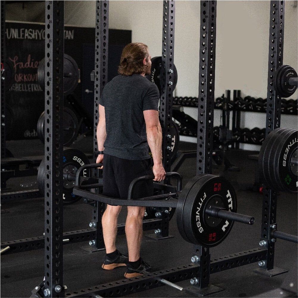 Titan Fitness Rackable Hex Trap Bar, 2-inch Olympic Weightlifting Barbell, Rated 800 LB, Knurled Grips, Deadlifts, Bent Over Rows, Squat Jumps
