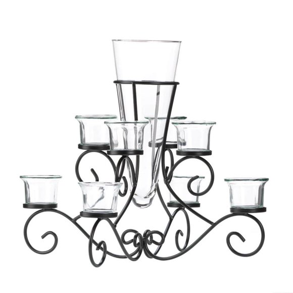 Soporte para velas con jarrón Accent Plus Scrollwork 37,8 x 37,8 x 31,75 cm
