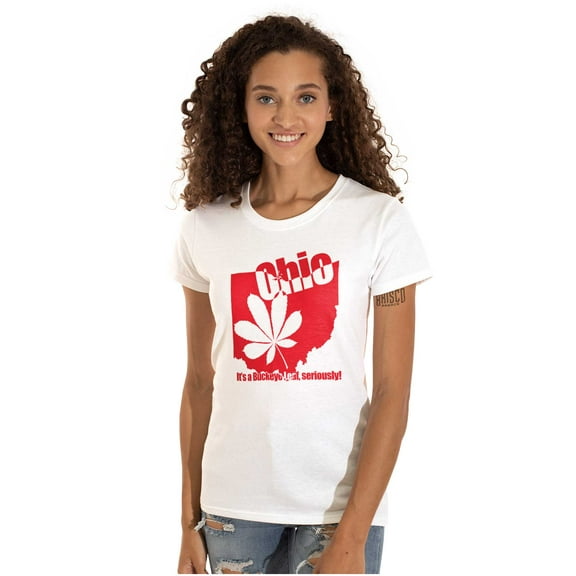 Ohio Shaped State Pride Buckeye Leaf Womens Fitted Plus Size Graphic Tee Brisco Brands 2X