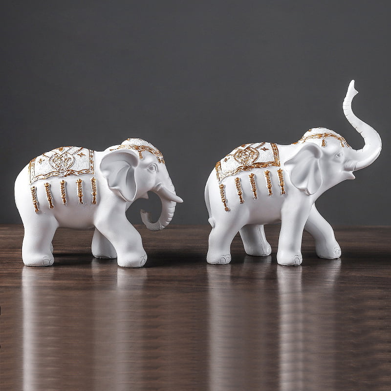 2 Pairs of Desktop Decoration Elephant Statue Home Ornament Delicate Crafts for Home Office Wedding 
