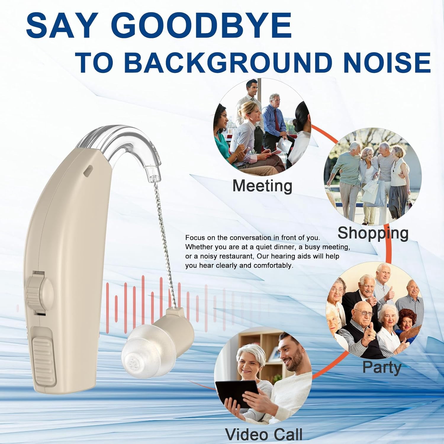 Hearing Aids, Digital Hearing Aids for Seniors with Noise Cancelling, Rechargeable Hearing Amplifier with Volume Control, Hearing Assist Hearing Loss Devices with Charging Case